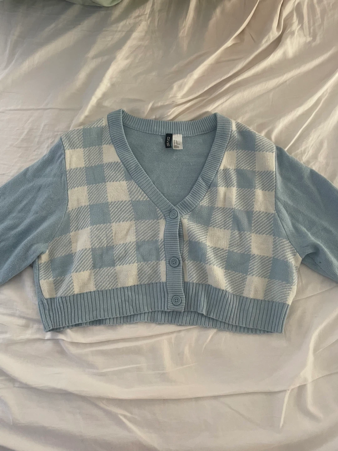 light blue & white cardigan