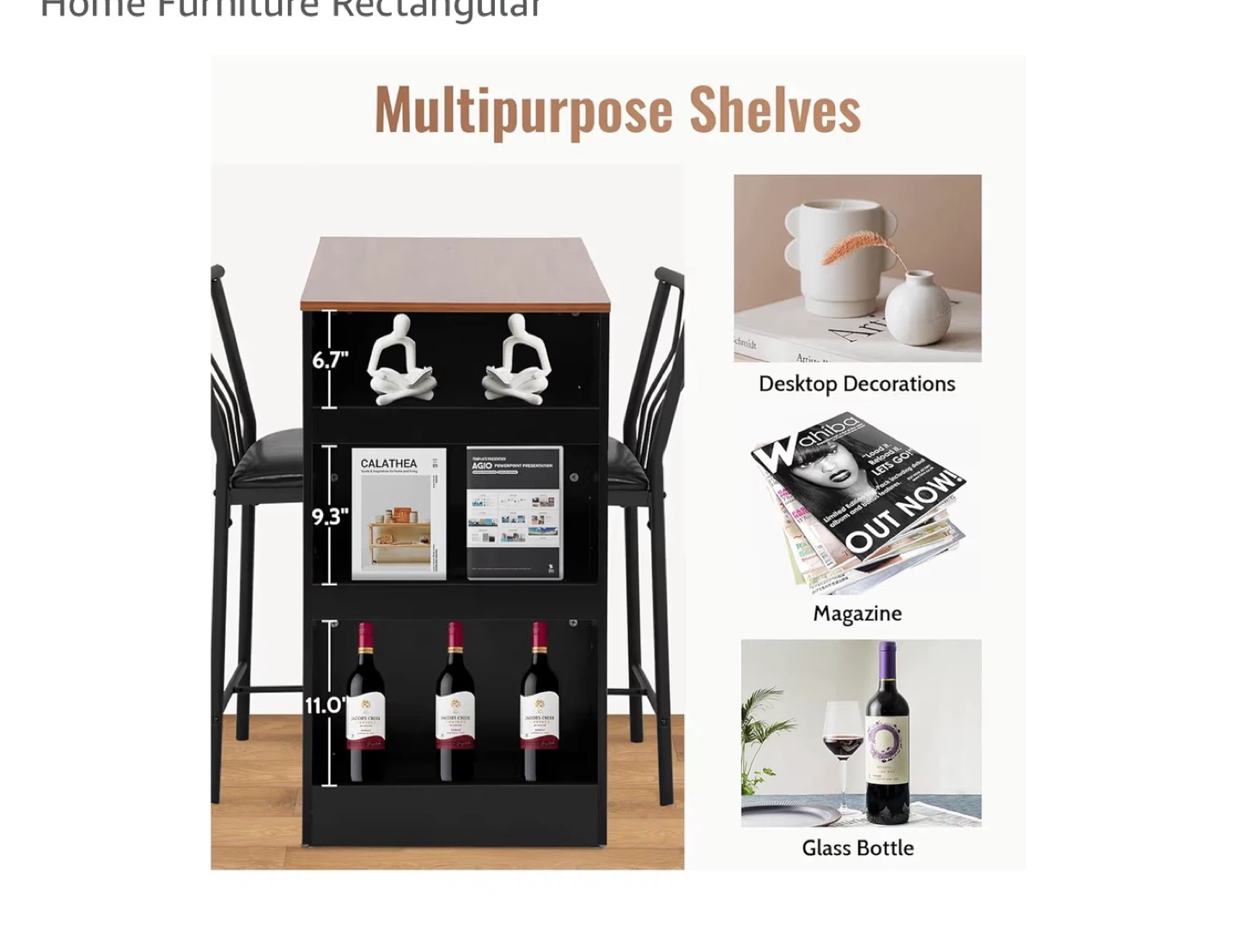 Multipurpose Shelves and Bar Table Set