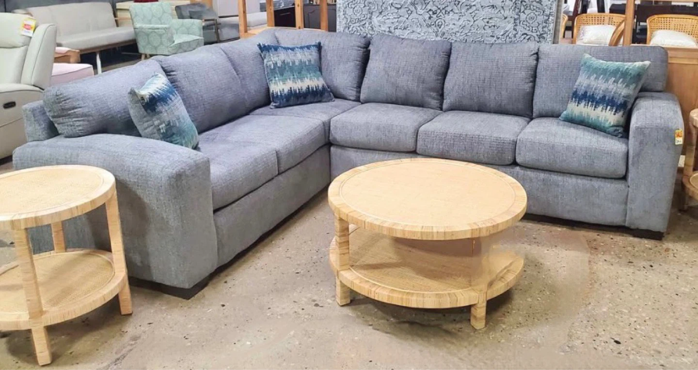 New L- Shape Left Facing Gray Upholstered Sectional Sofa - photo 4