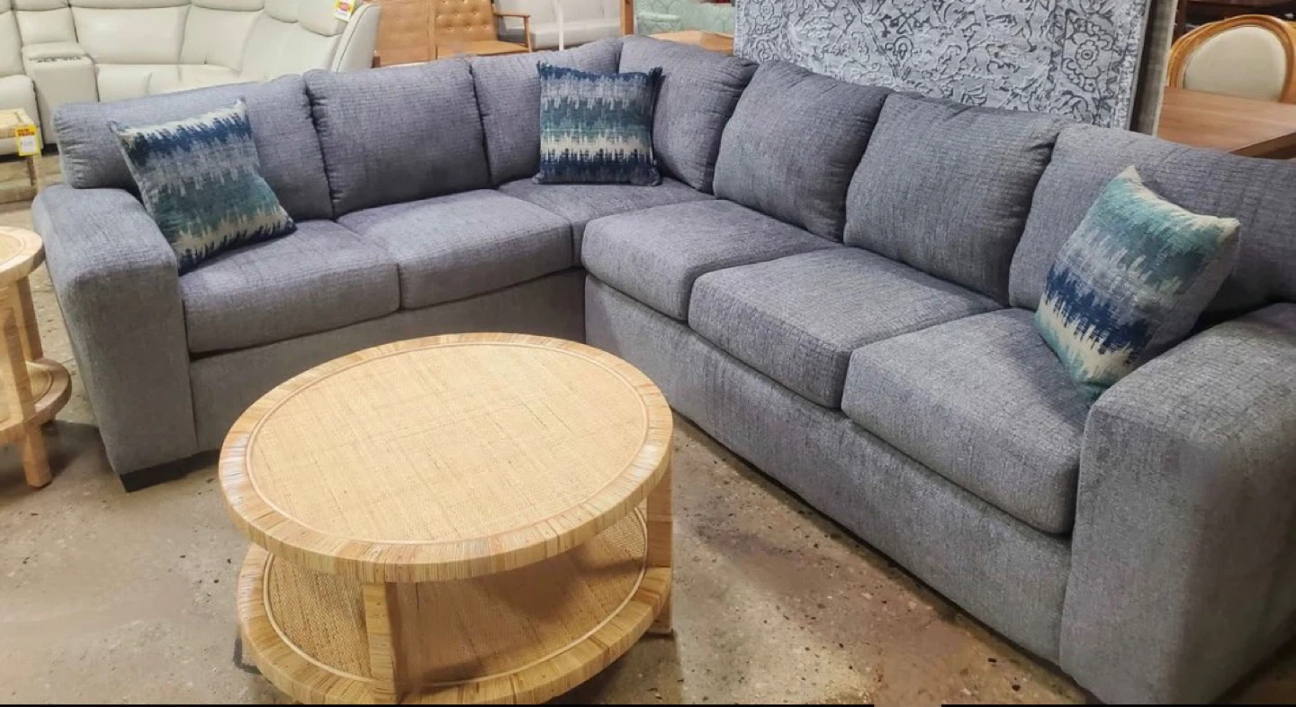 New L- Shape Left Facing Gray Upholstered Sectional Sofa - photo 3