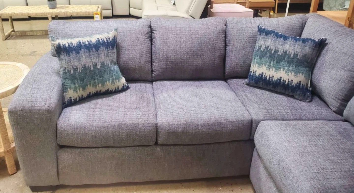 New L- Shape Left Facing Gray Upholstered Sectional Sofa - photo 2
