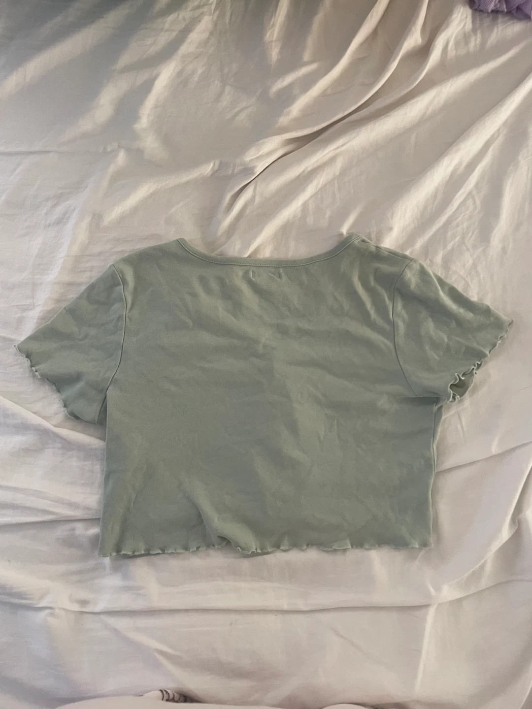light green cropped button up - photo 3