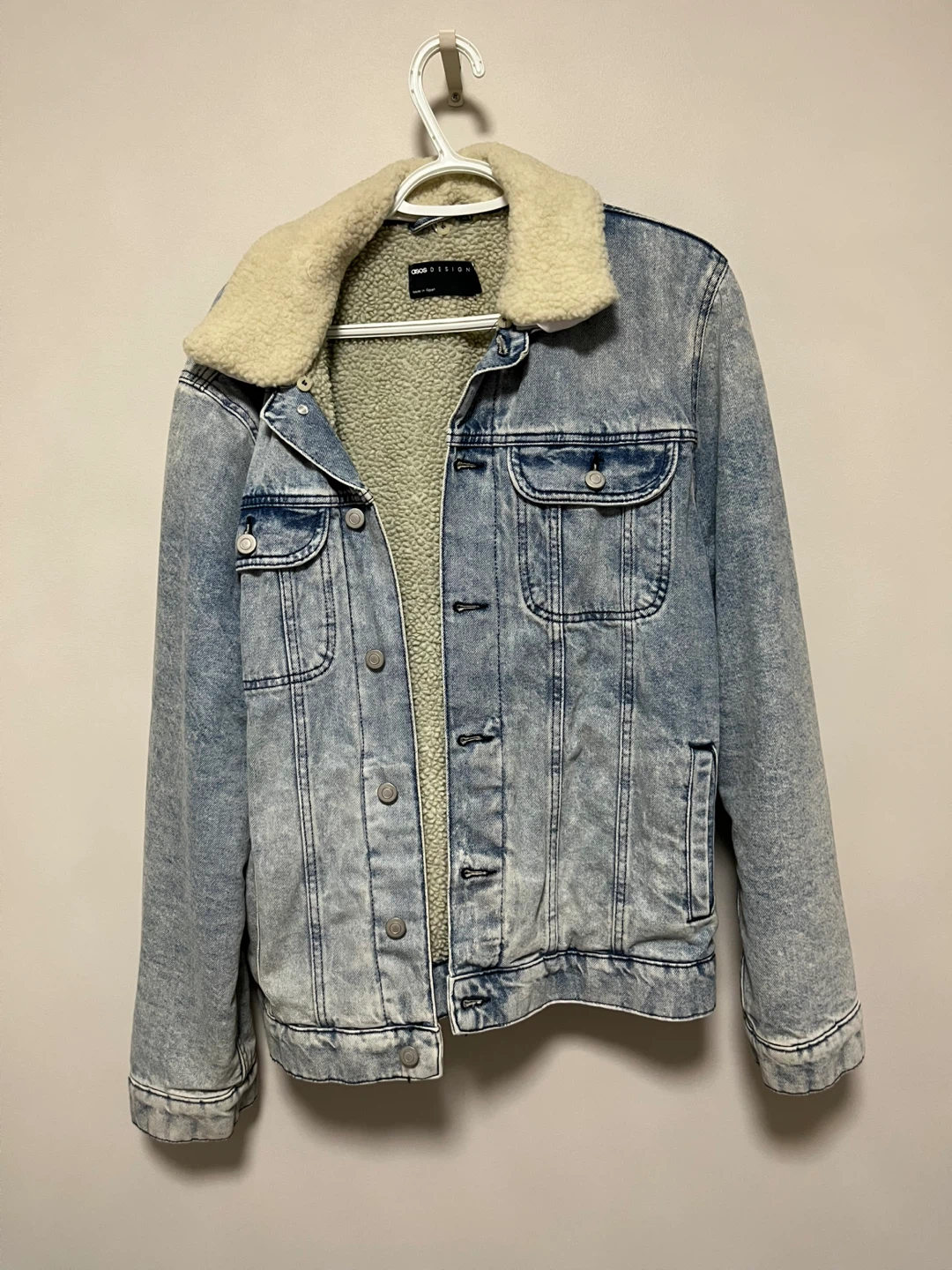 ASOS DESIGN Denim Sherpa Lined Denim Jacket - Medium