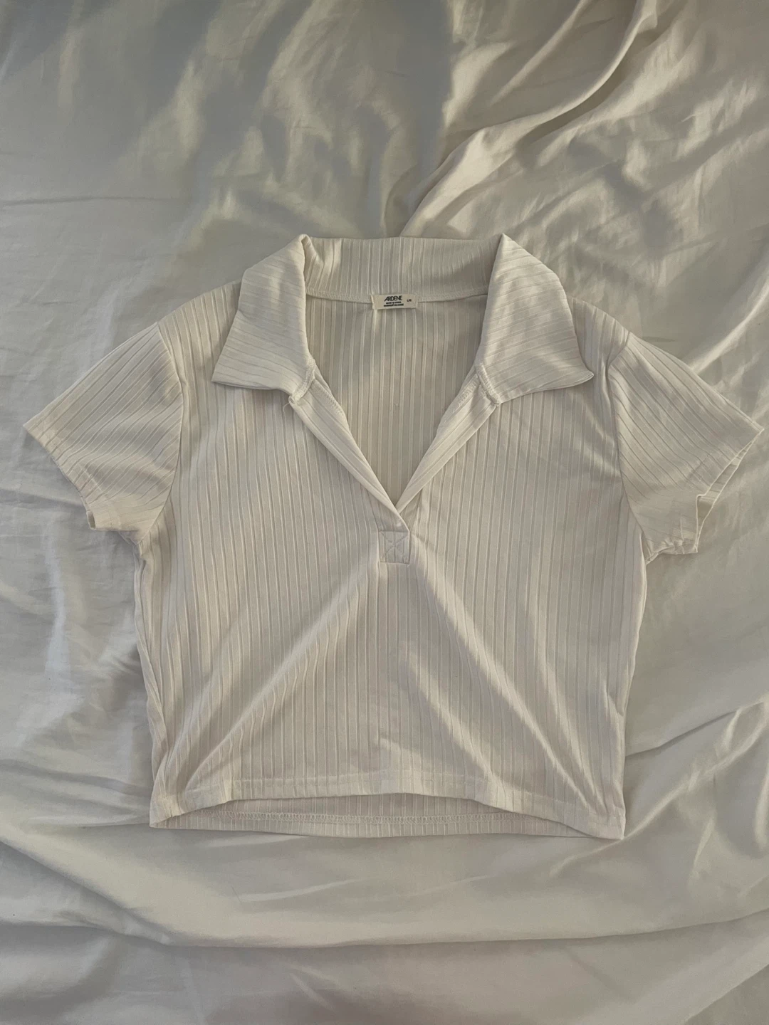 white ribbed polo