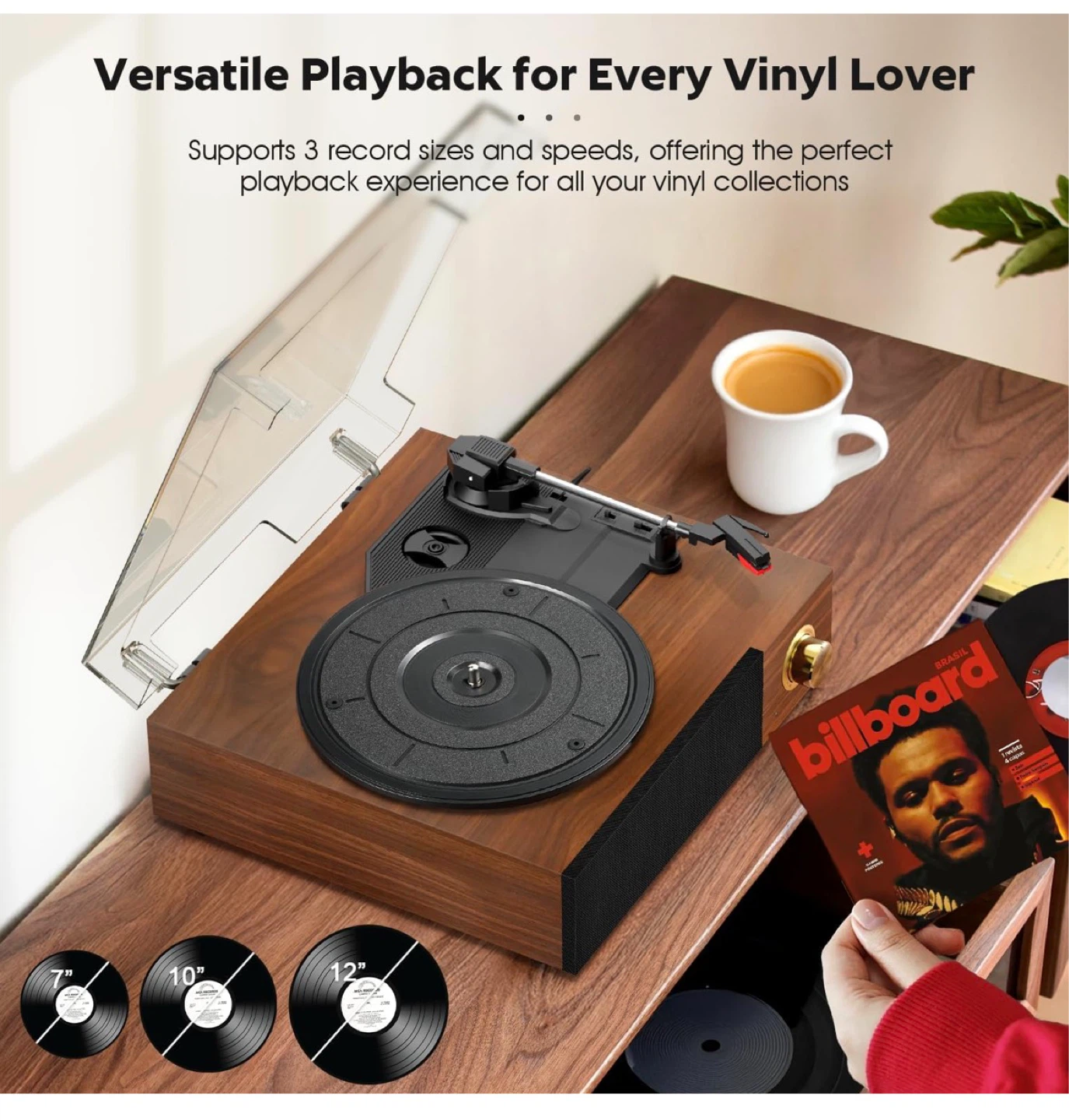 Vinyl Record Player with Stereo Speakers - photo 3