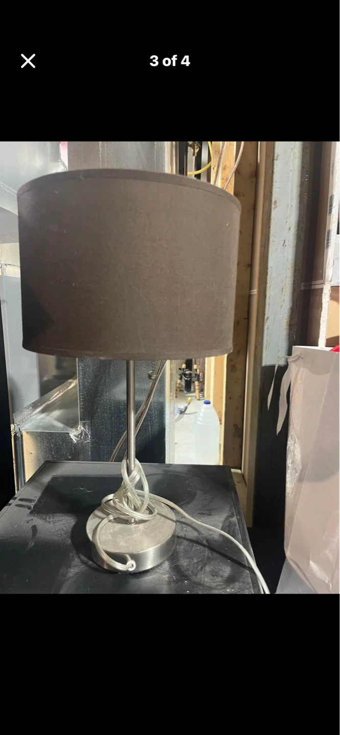 🌱 Brown Fabric Shade Table Lamp with Swirl Base - photo 3
