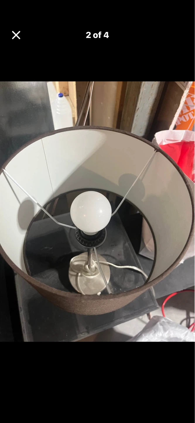🌱 Brown Fabric Shade Table Lamp with Swirl Base - photo 2