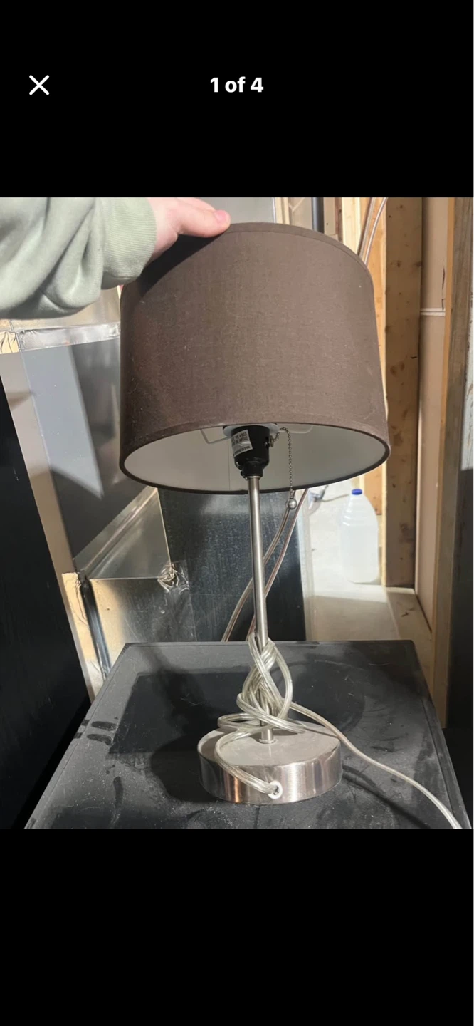 🌱 Brown Fabric Shade Table Lamp with Swirl Base