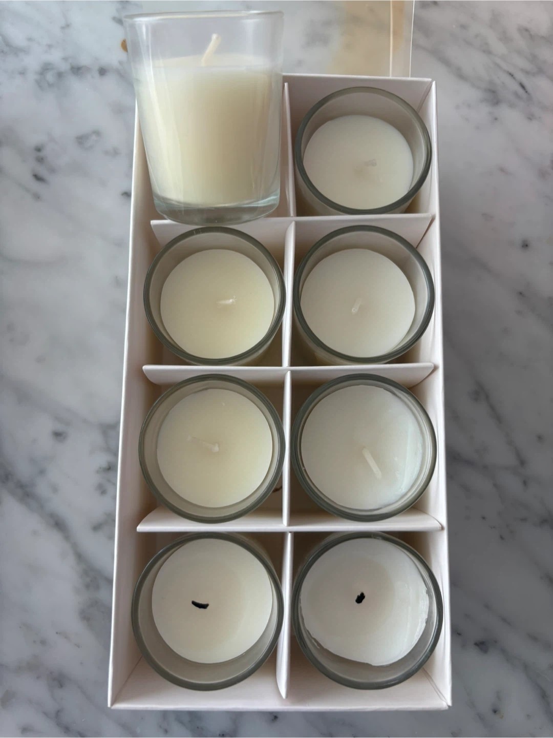 Set of 8 Unscented Glass Jar Candles