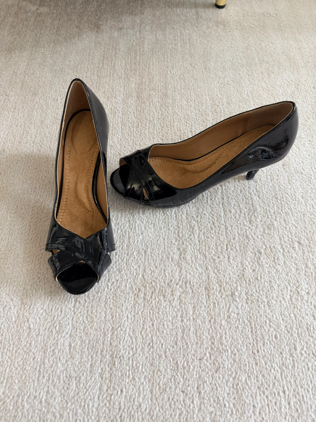 Black Patent Peep-Toe Heels - photo 2