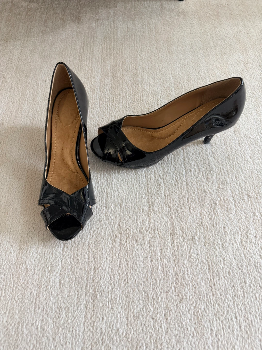 Black Patent Peep-Toe Heels - photo 4
