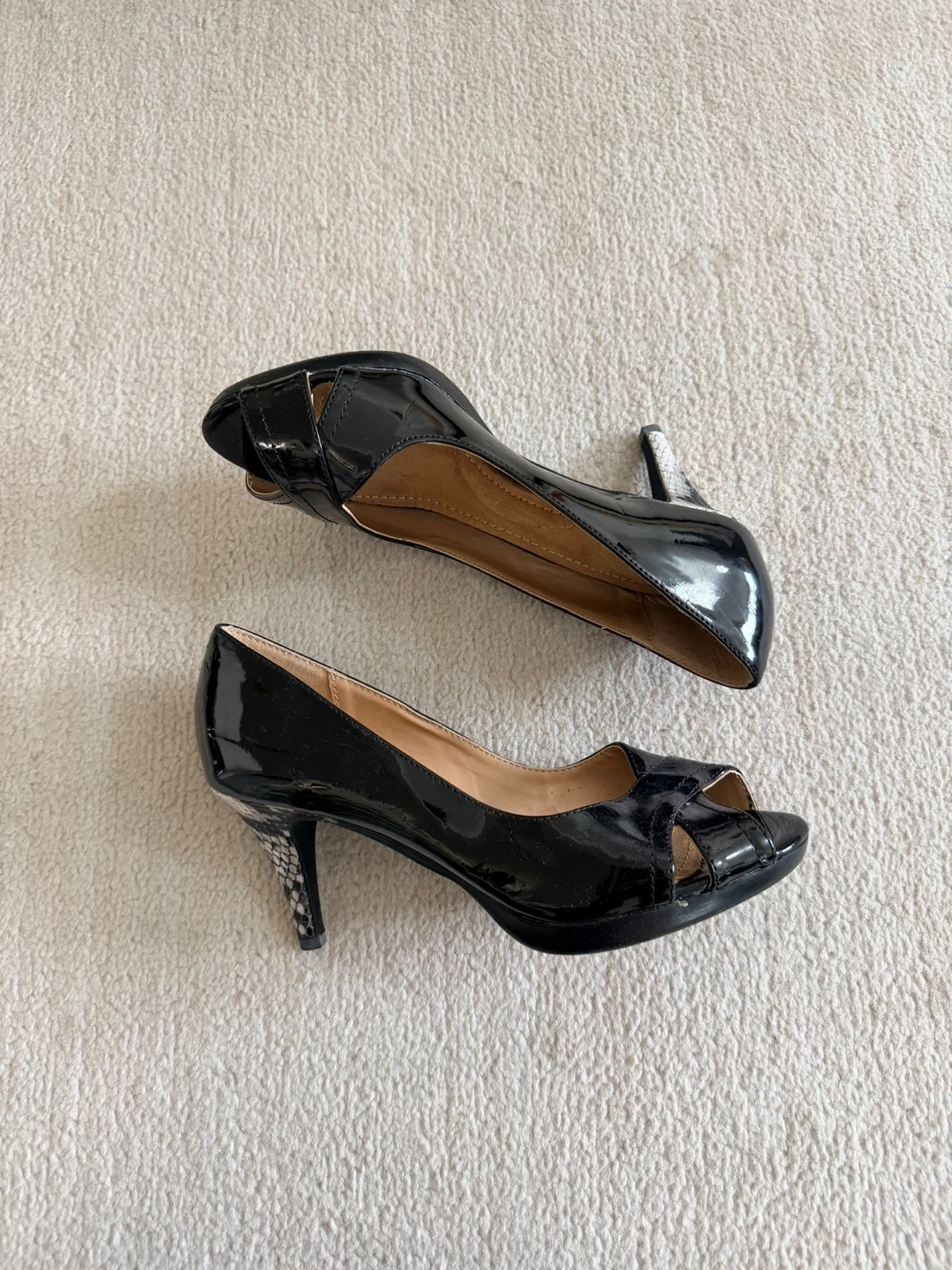 Black Patent Peep-Toe Heels - photo 3