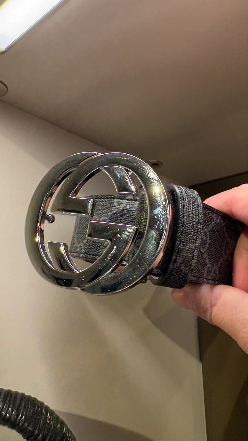 Authentic Gucci Interlocking GG Belt – Black GG Supreme - photo 4