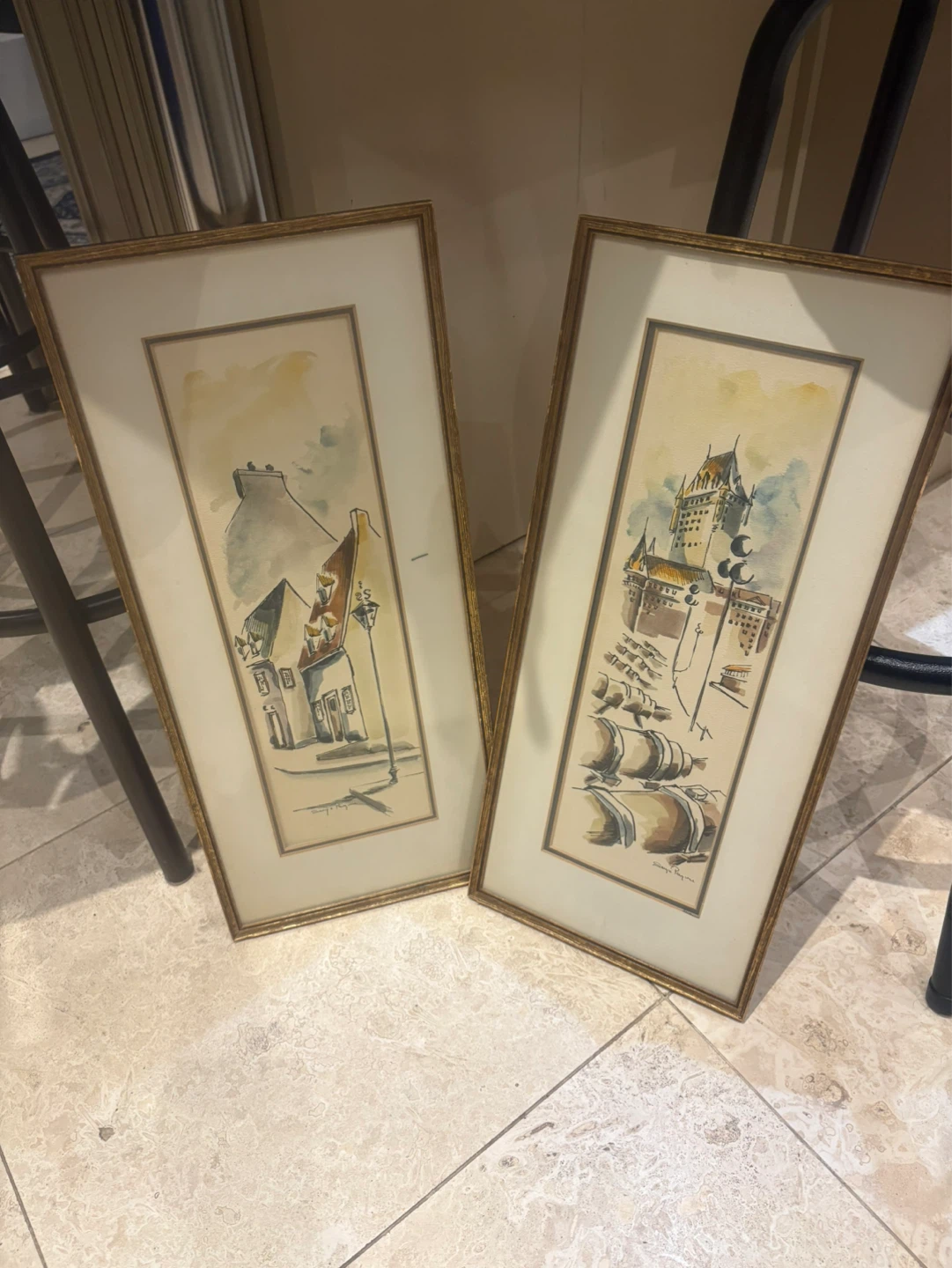 Framed Watercolour Art Prints - Quebec City Scene