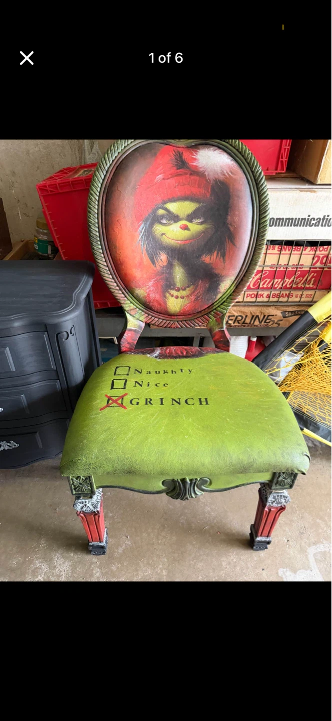 Custom Grinch Themed Accent Chair handmade