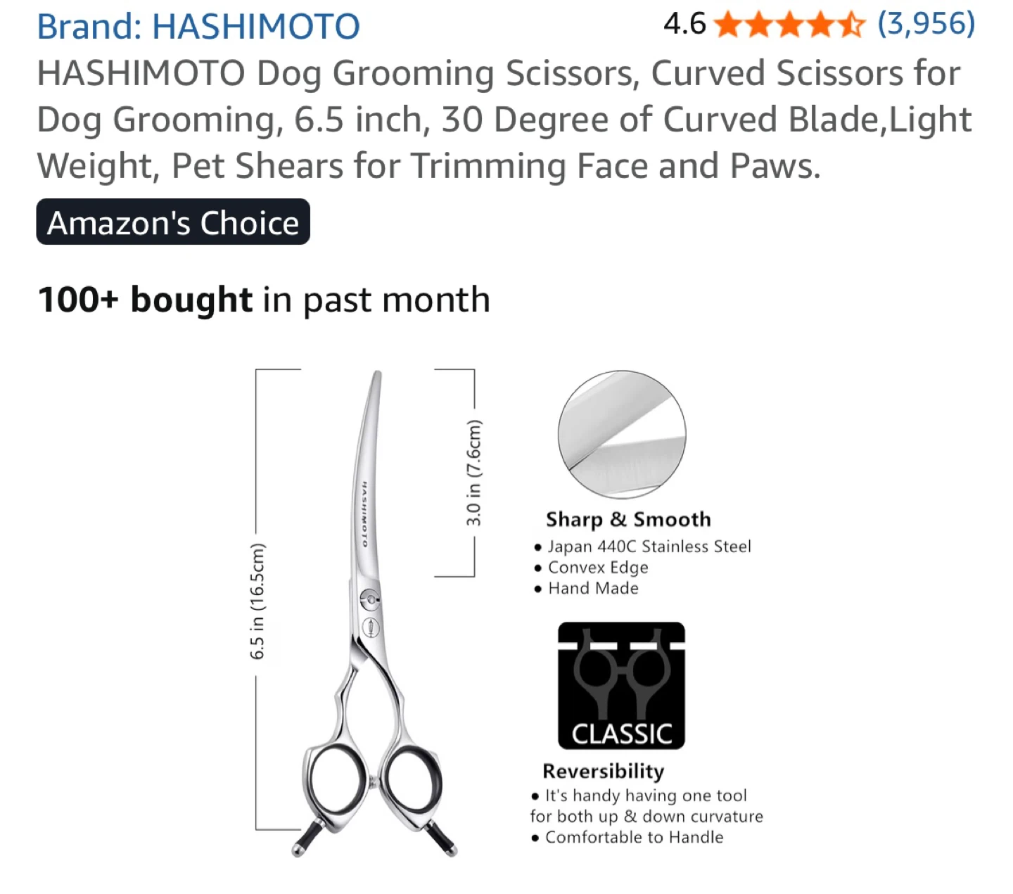 NEW - HASHIMOTO Dog Grooming Scissors - 6.5 inch Curved - photo 2