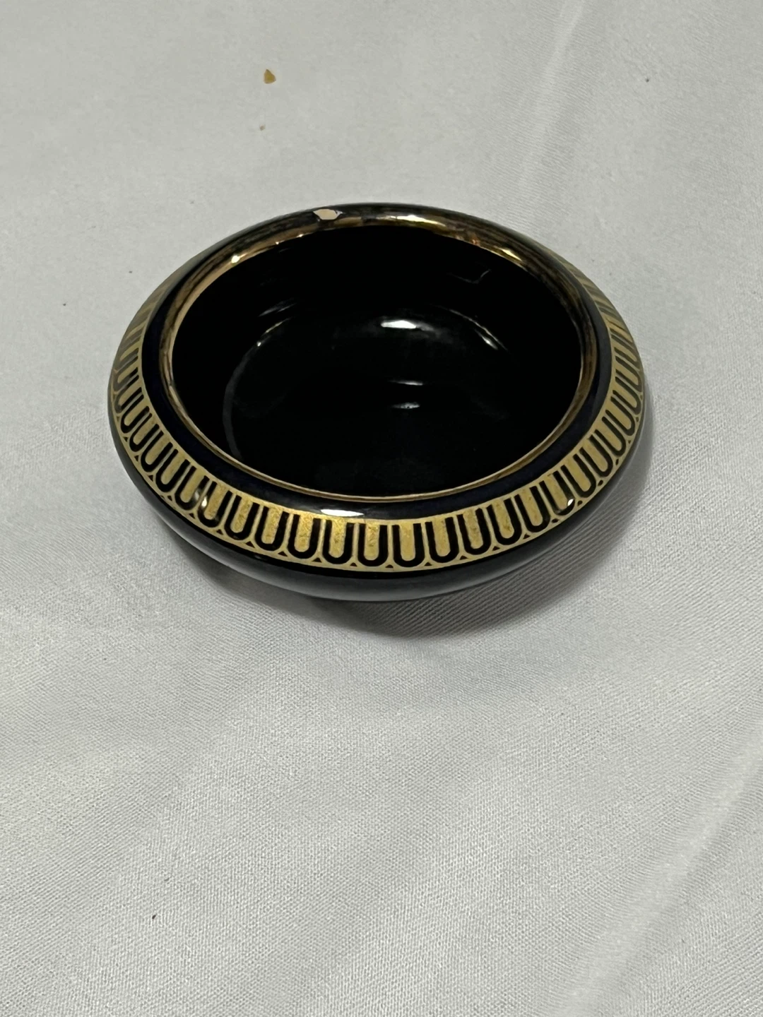 Vintage Black Ceramic Ashtray