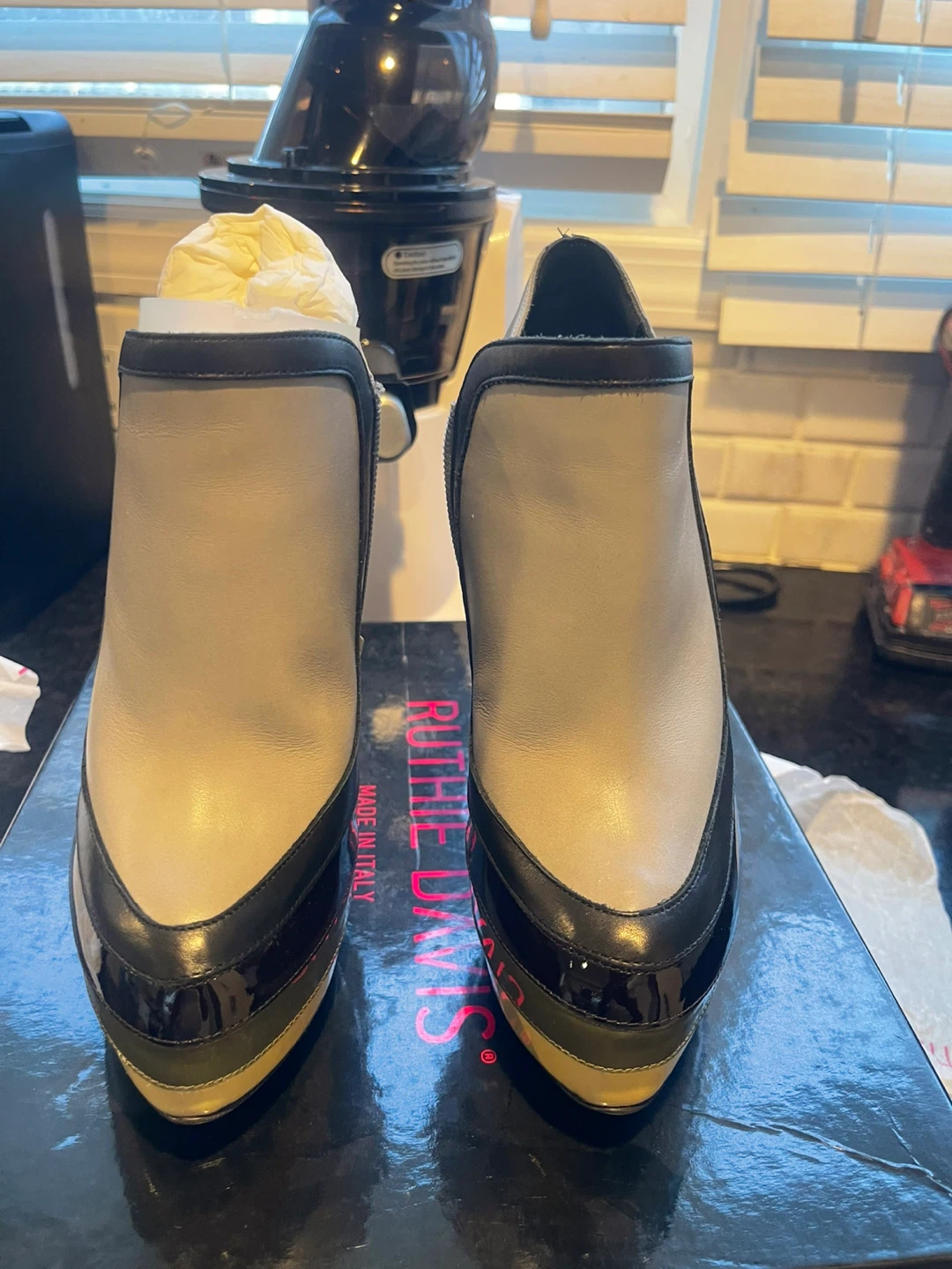 Ruthie Davis Walden Ankle Boots Size 37.5 Cement/Black - photo 4