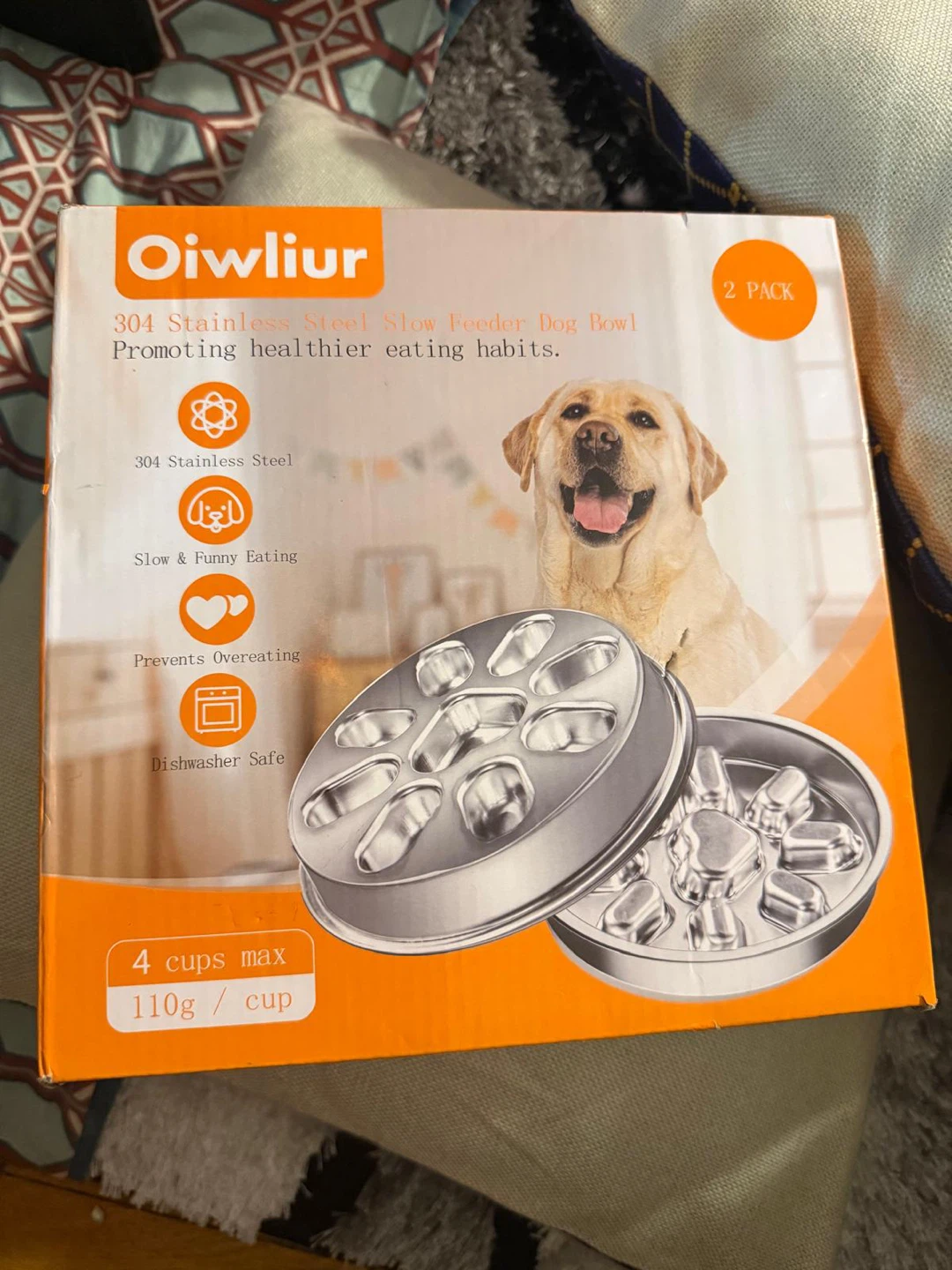 Stainless Steel Slow Feeder Dog Bowl