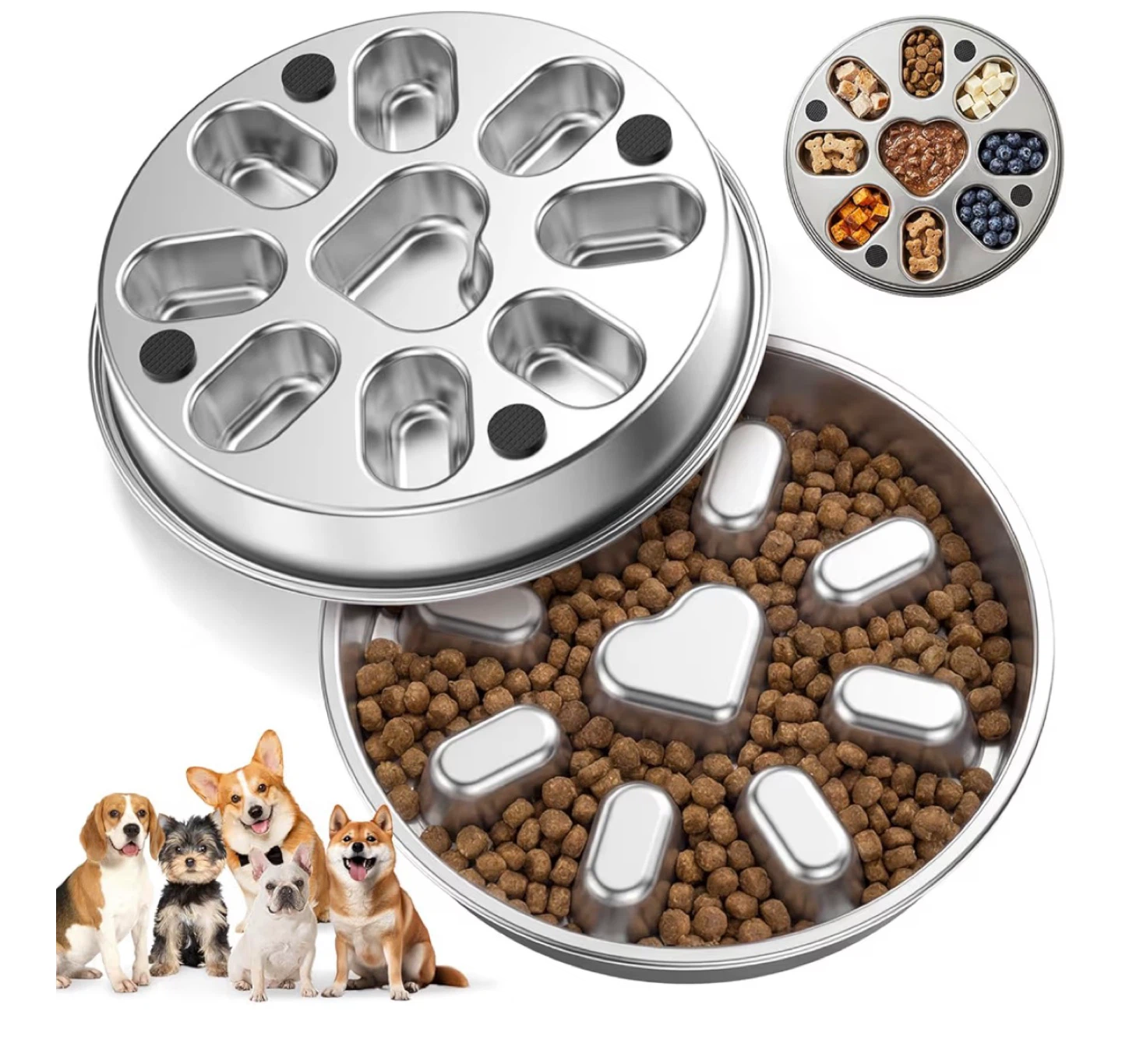 Stainless Steel Slow Feeder Dog Bowl - photo 2