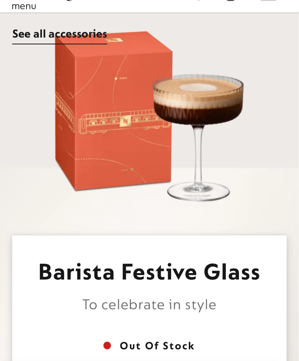 Nespresso Barista Festive Glass (perfect for espresso martinis) - photo 3