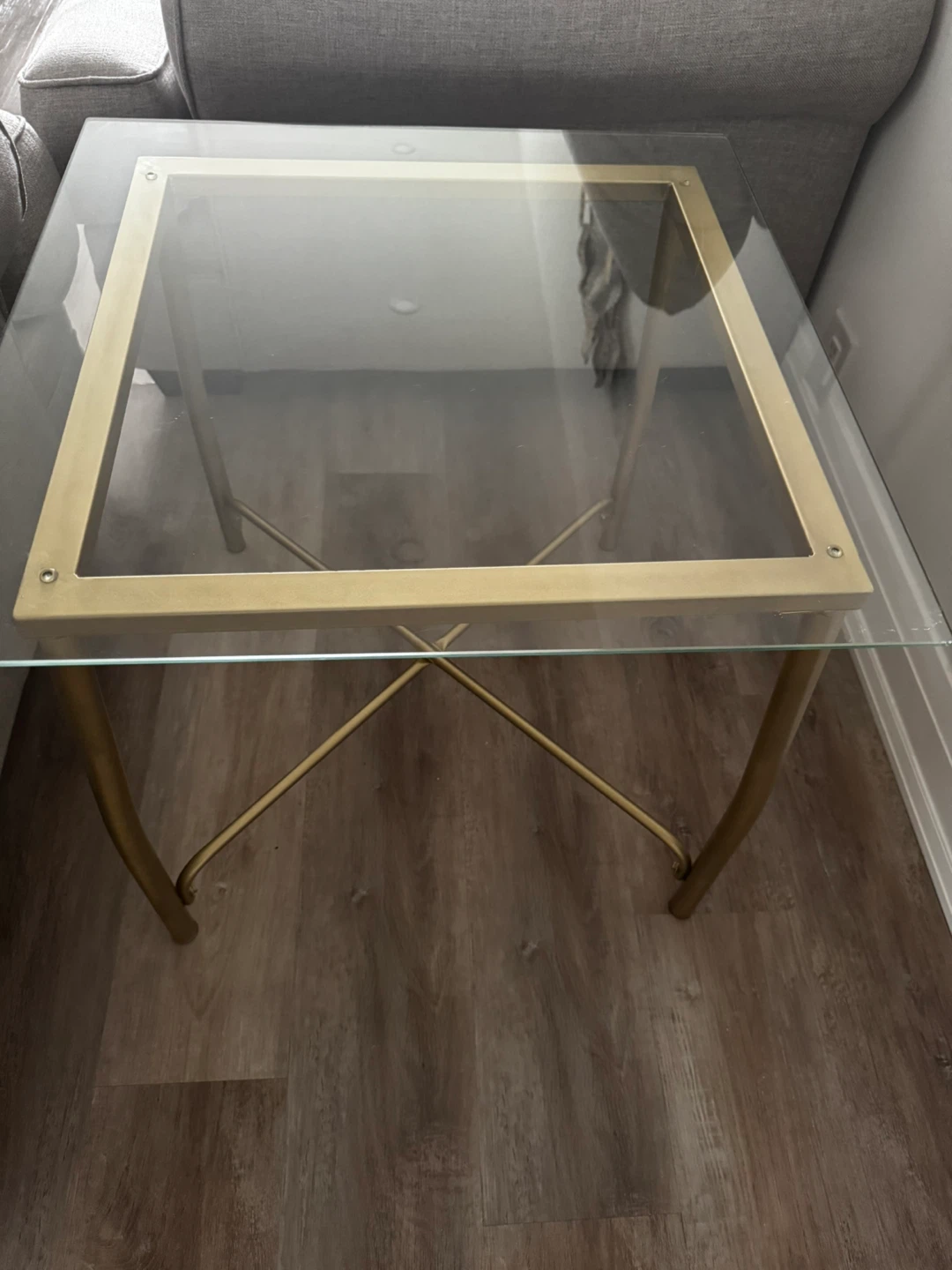 Glass top end table with gold frame 3 pc - photo 2