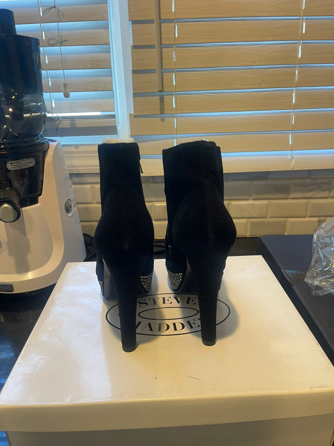 Steve Madden "Banngco" Black Suede Platform Ankle Boots