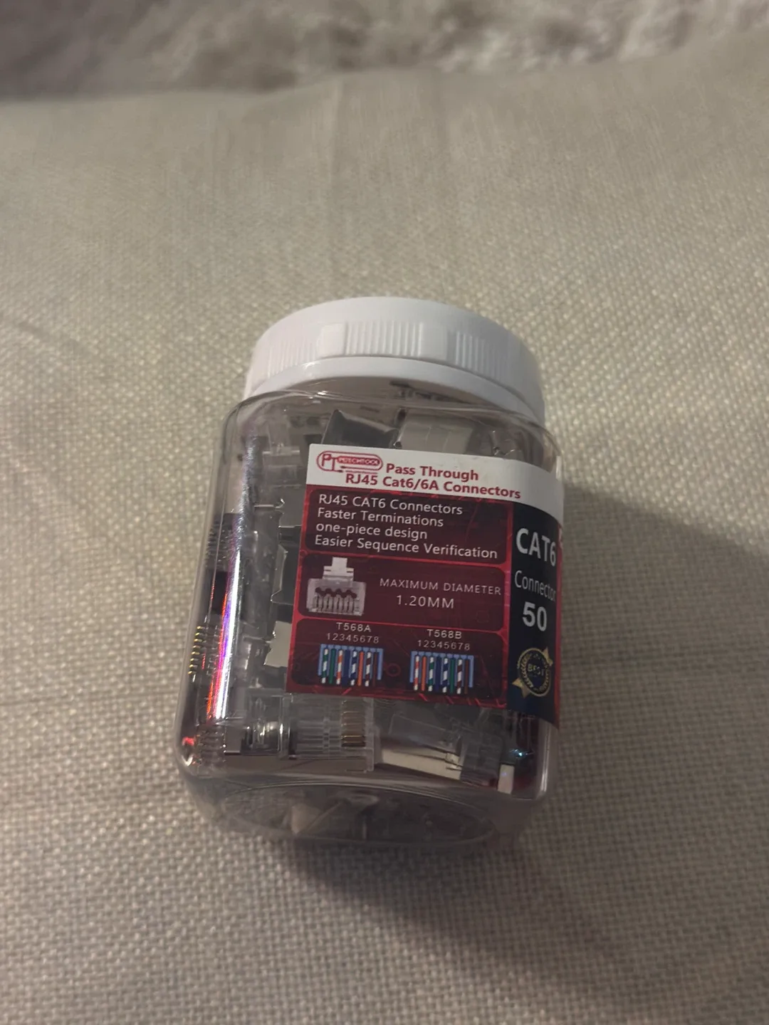 PETECHTOOL Pass Through RJ45 Cat6/6A Connectors - 50 Pack - photo 3