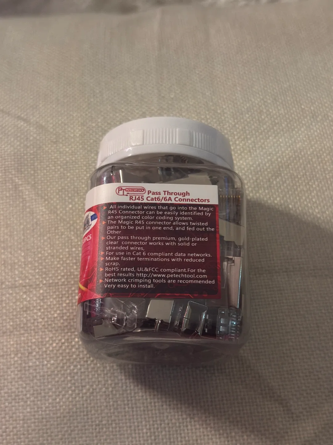 PETECHTOOL Pass Through RJ45 Cat6/6A Connectors - 50 Pack - photo 5