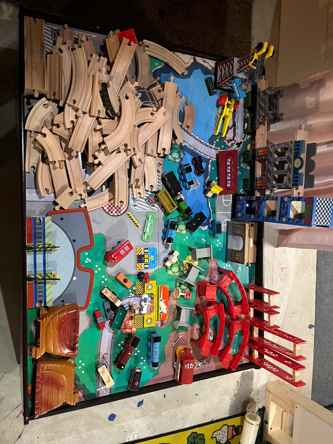 Wooden Train Set with Table and Accessories