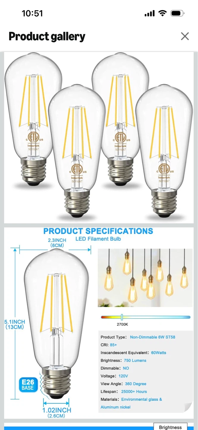 New-Volxon Vintage LED Edison Bulbs - 4 Pack - photo 2