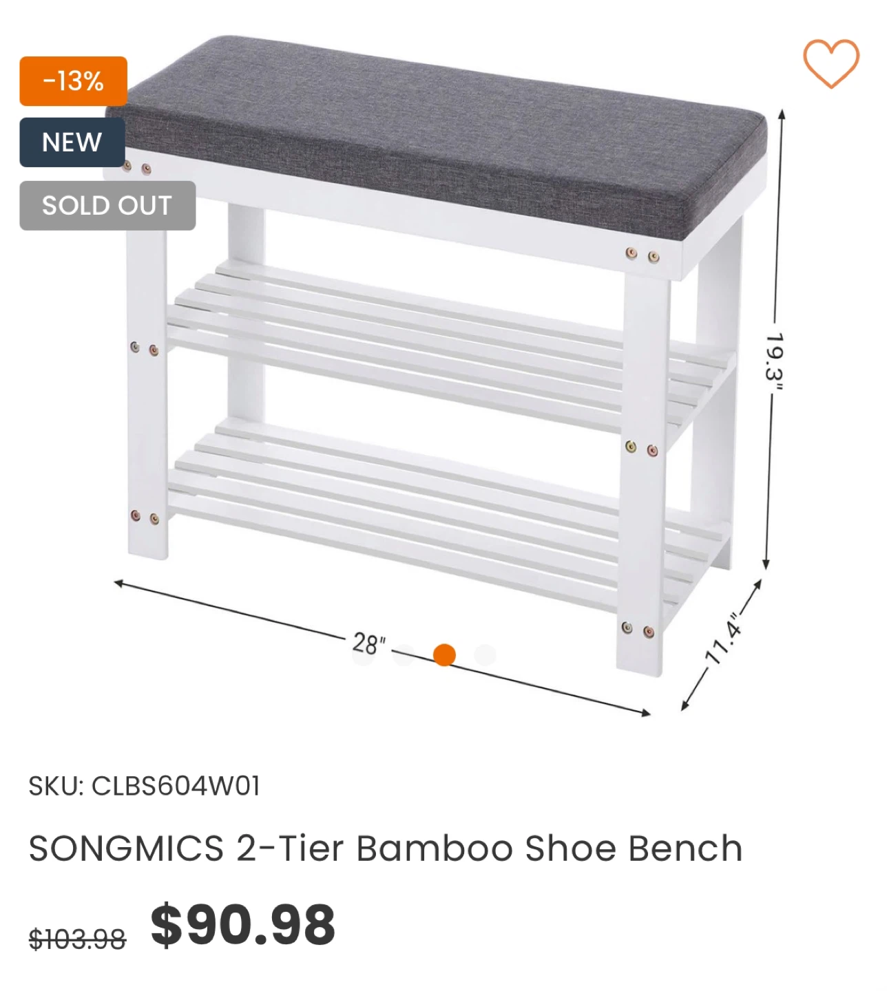 2-Tier Bamboo Shoe Bench- AS IS