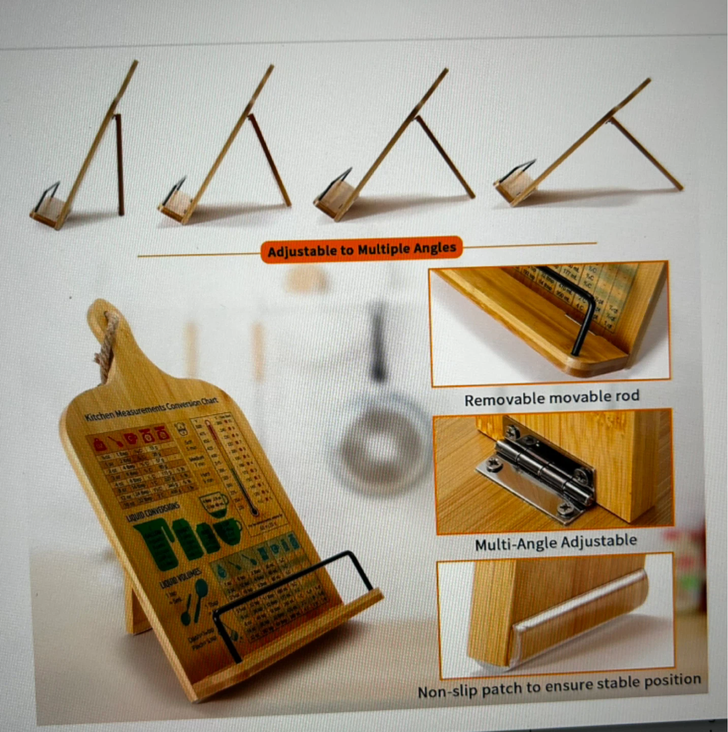 Bamboo Recipe Book Stand - photo 5