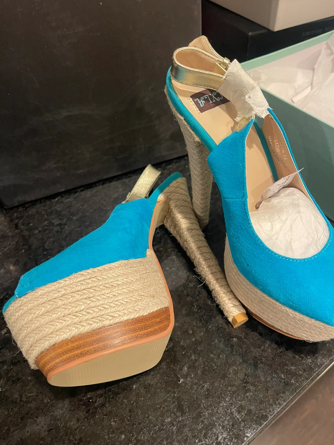Turquoise Wedge Espadrille Heels by TLN - photo 2