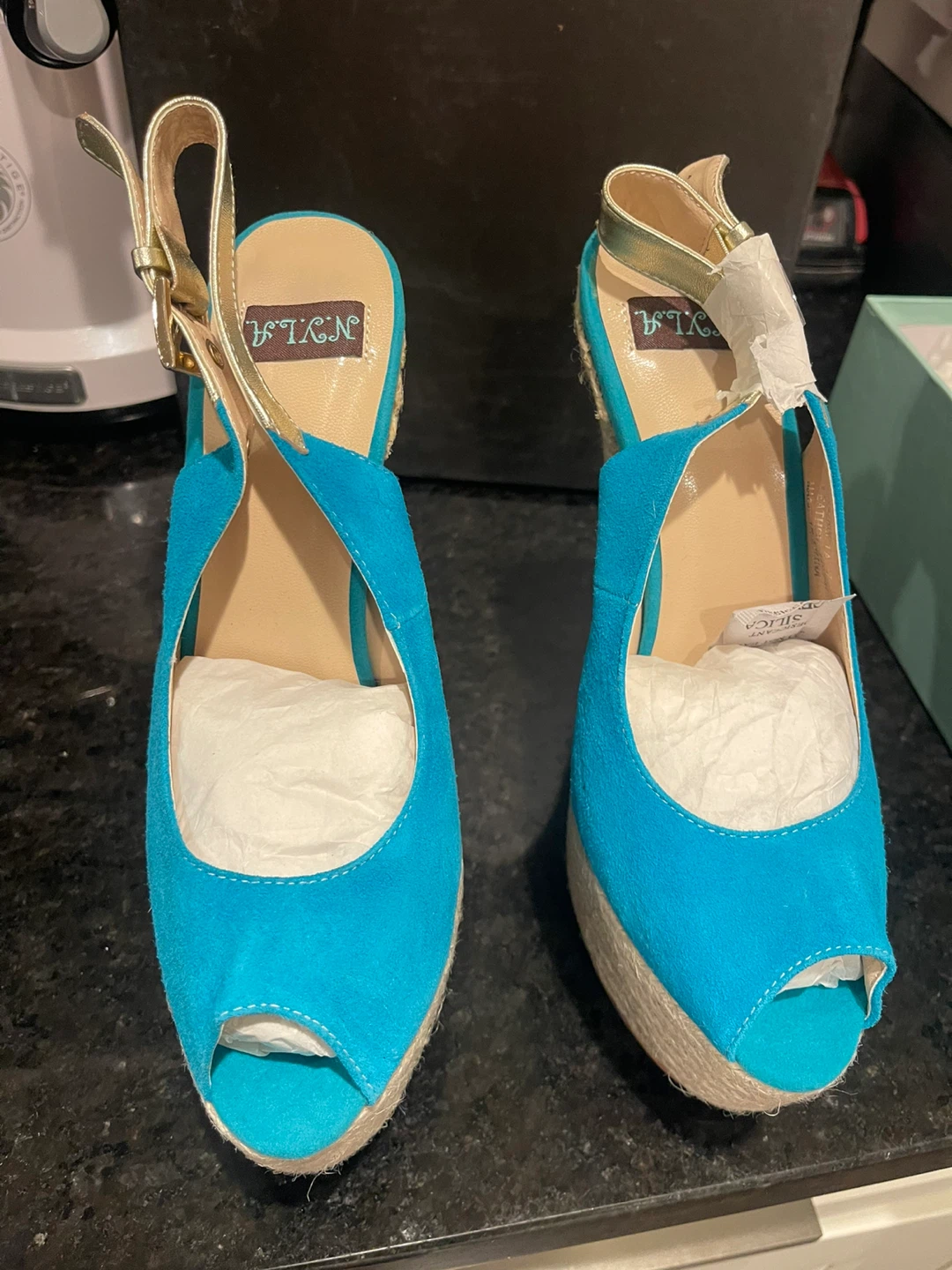 Turquoise Wedge Espadrille Heels by TLN - photo 3