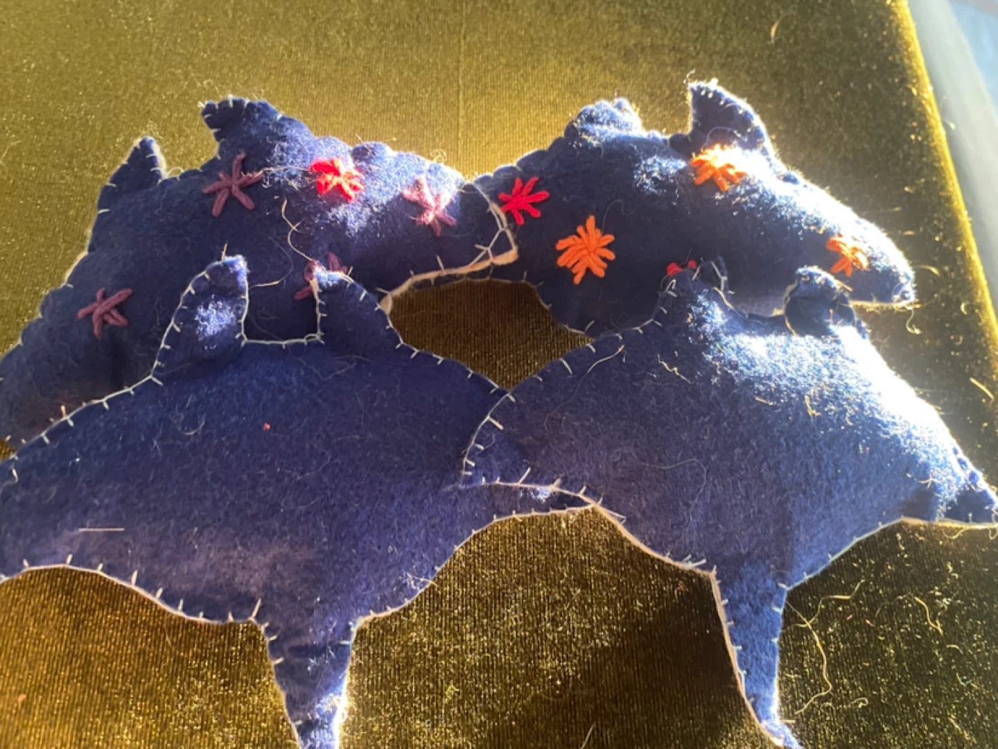Handmade catnip felt manta rays