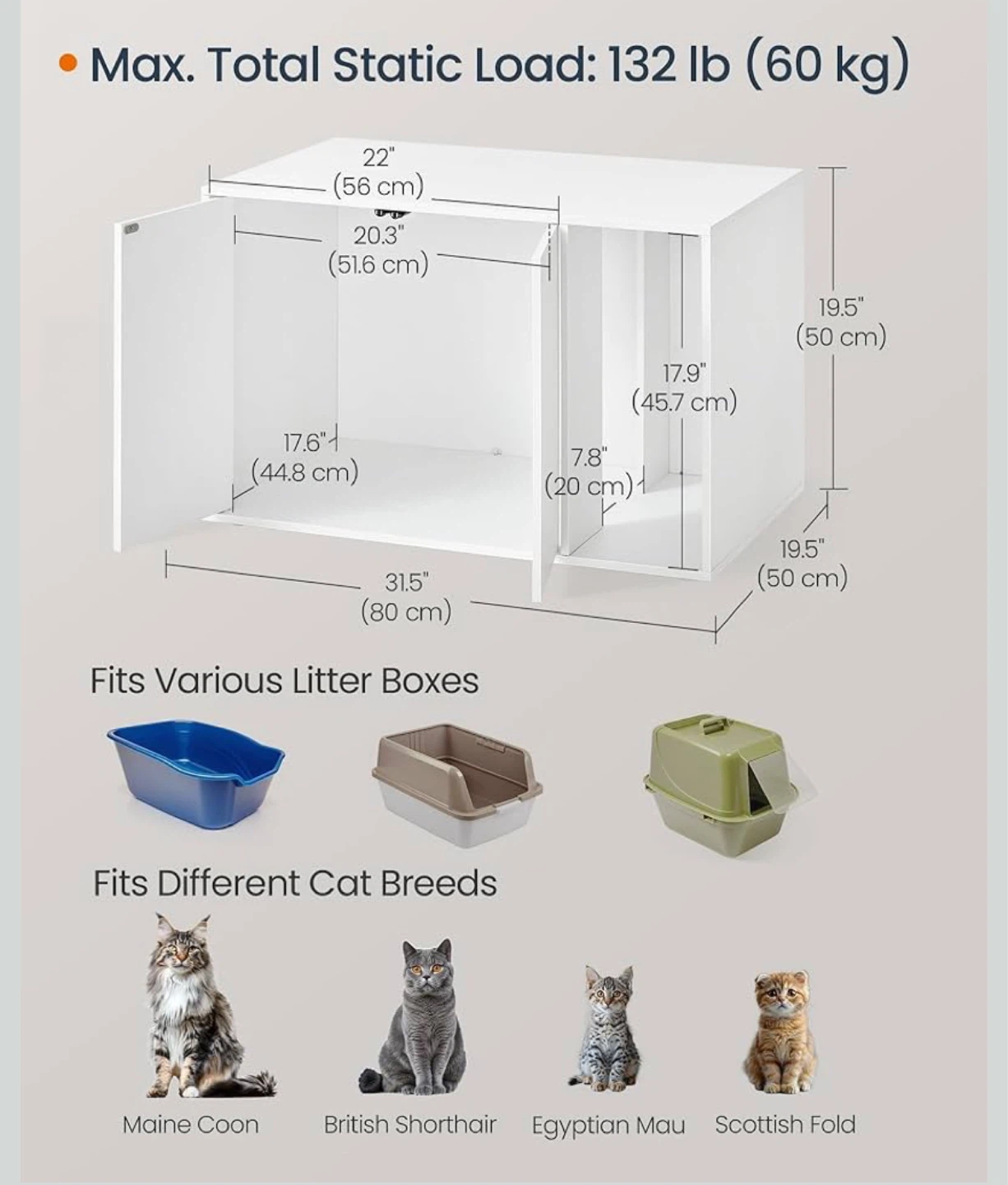 Cat Litter Box Enclosure White