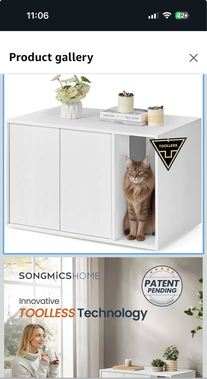 Cat Litter Box Enclosure White - photo 2
