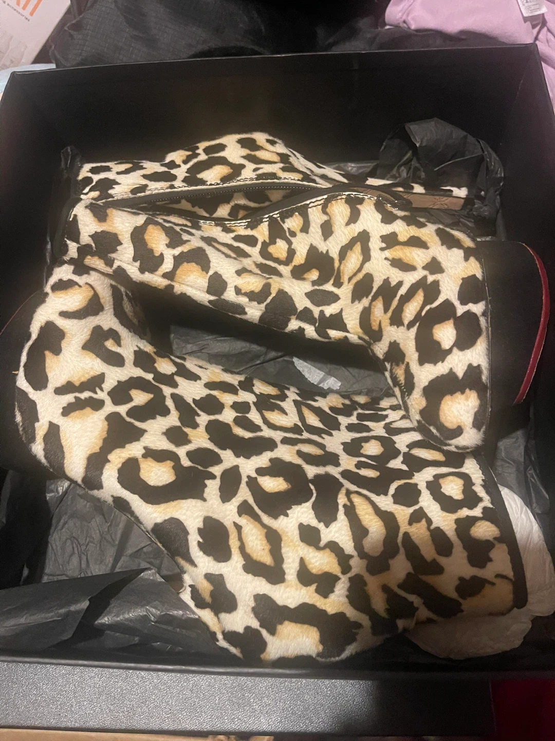 Le Silla Leopard Print Fur Ankle Boots Size 7M