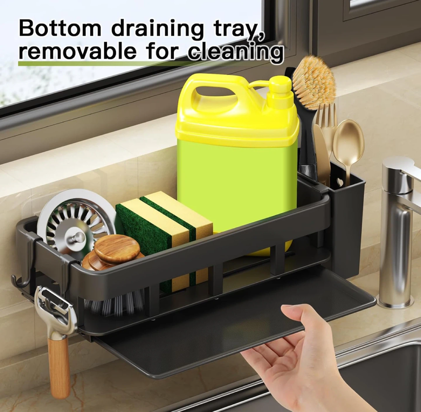 Kitchen Sink Caddy with Removable Draining Tray - photo 2