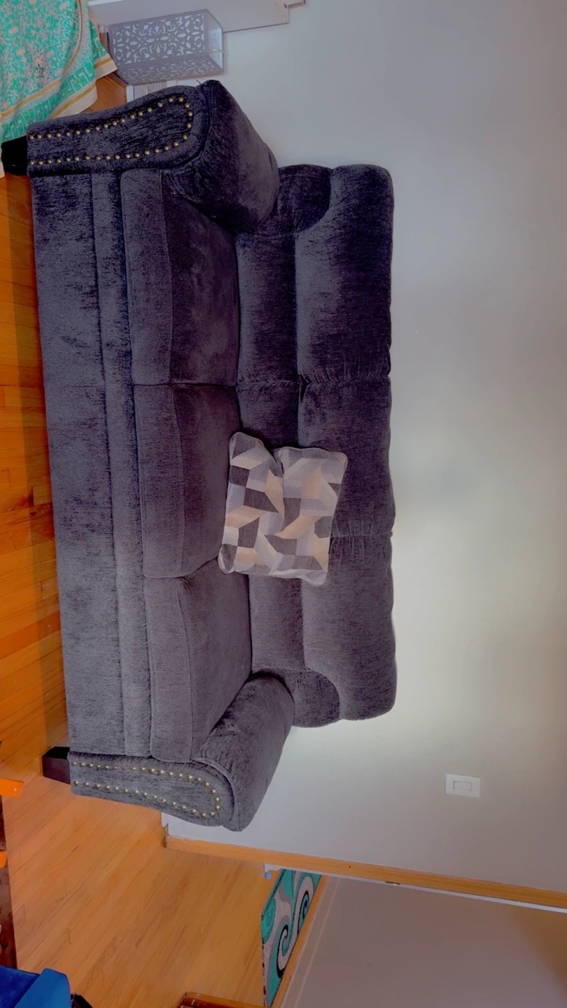 Dark Gray Sofa with Studded Arms - photo 2