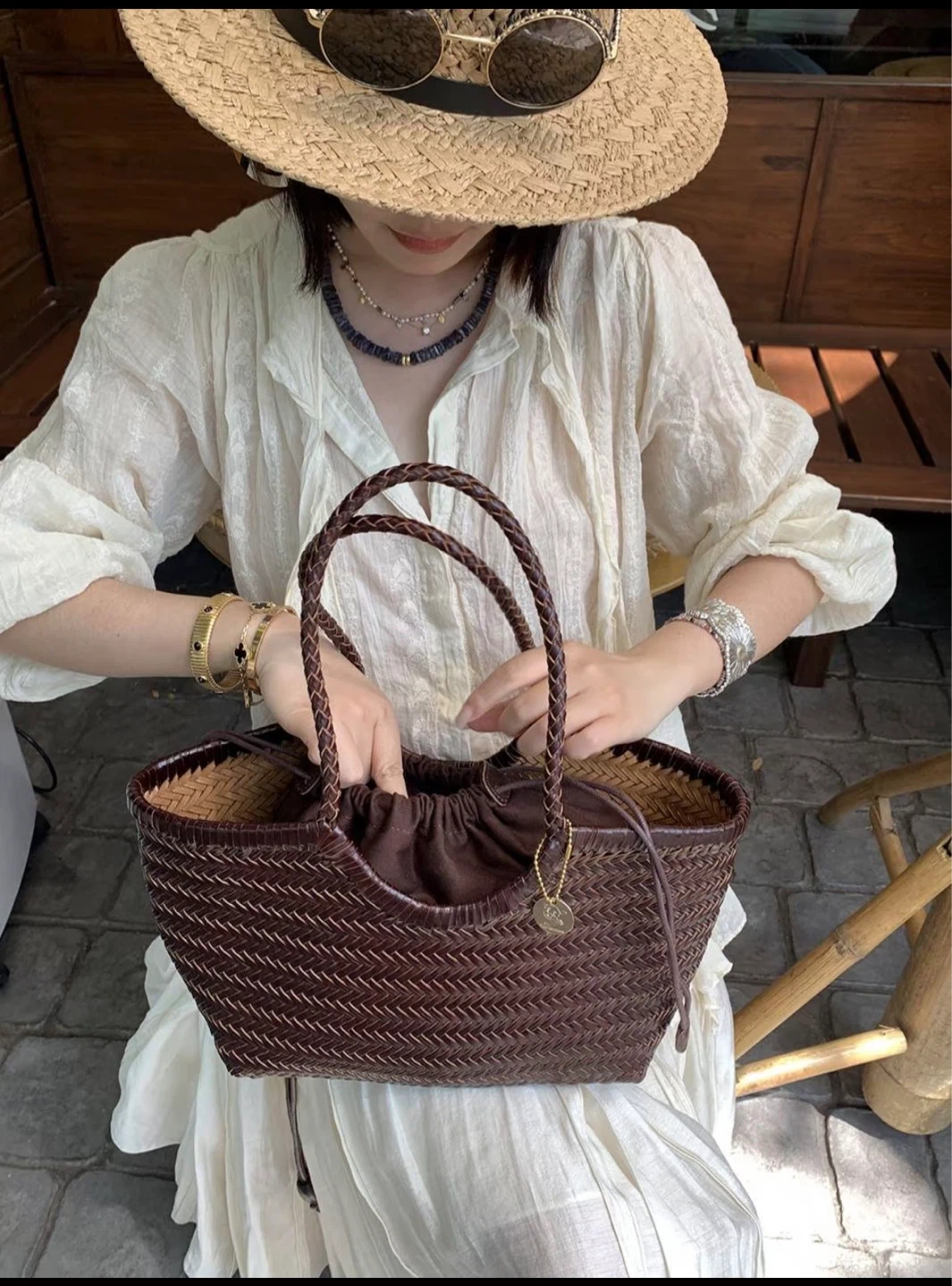 Woven Leather Tote Bag - photo 2