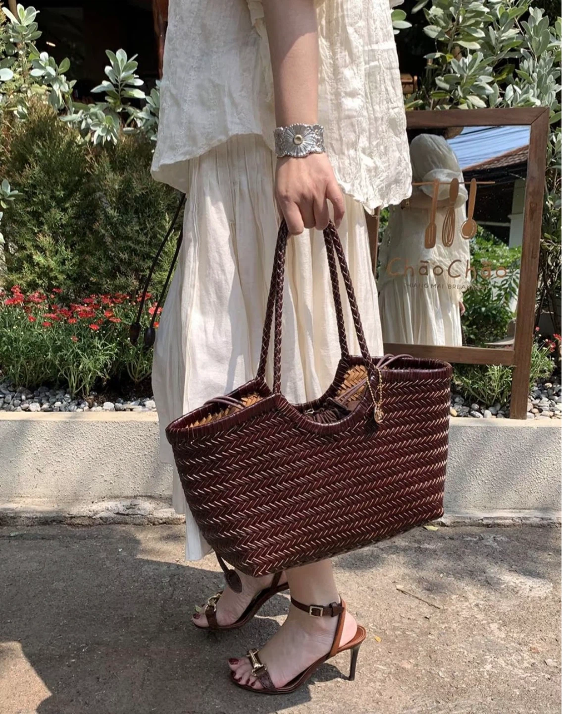 Woven Leather Tote Bag