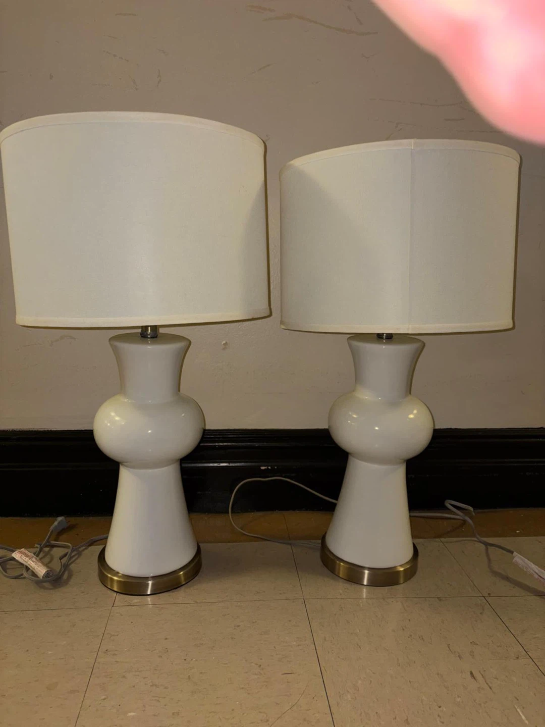 SAFAVIEH Home White Ceramic Tall Table Lamps - Set of 2