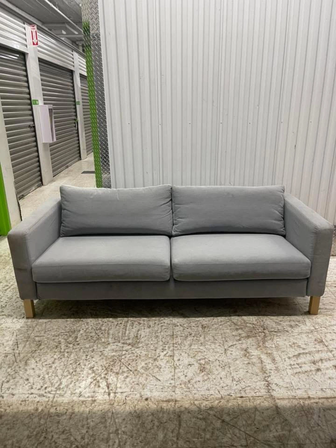 Gray Sofa with Wooden Legs