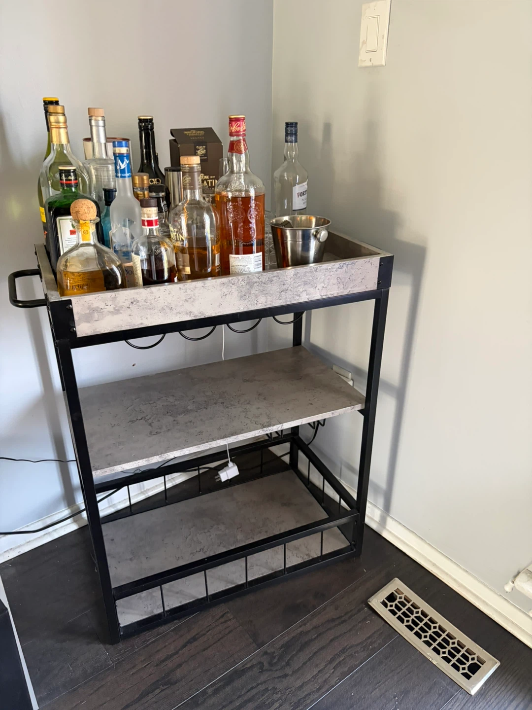 3-Tier Bar Cart with Wine Rack and Glass Holders - photo 4