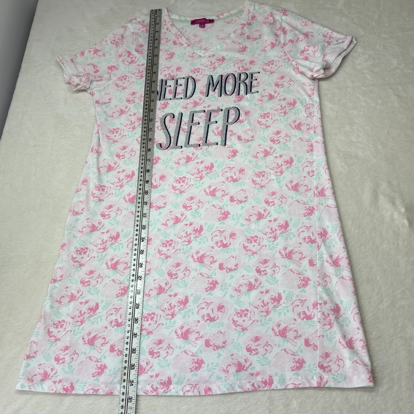 Carisma Need More Sleep Floral Nightgown Sleep Shirt Size L - photo 5