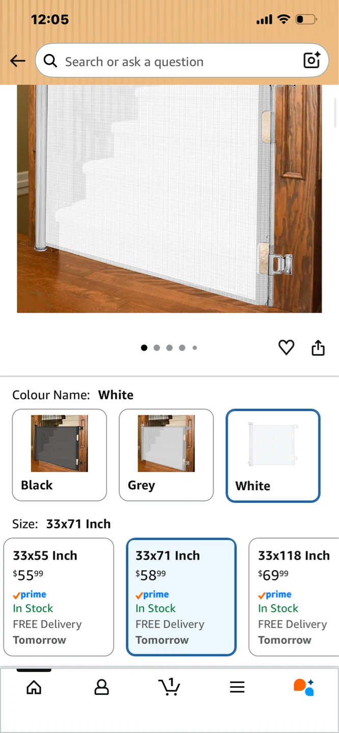 Retractable Baby Gate White 33x71 Inch