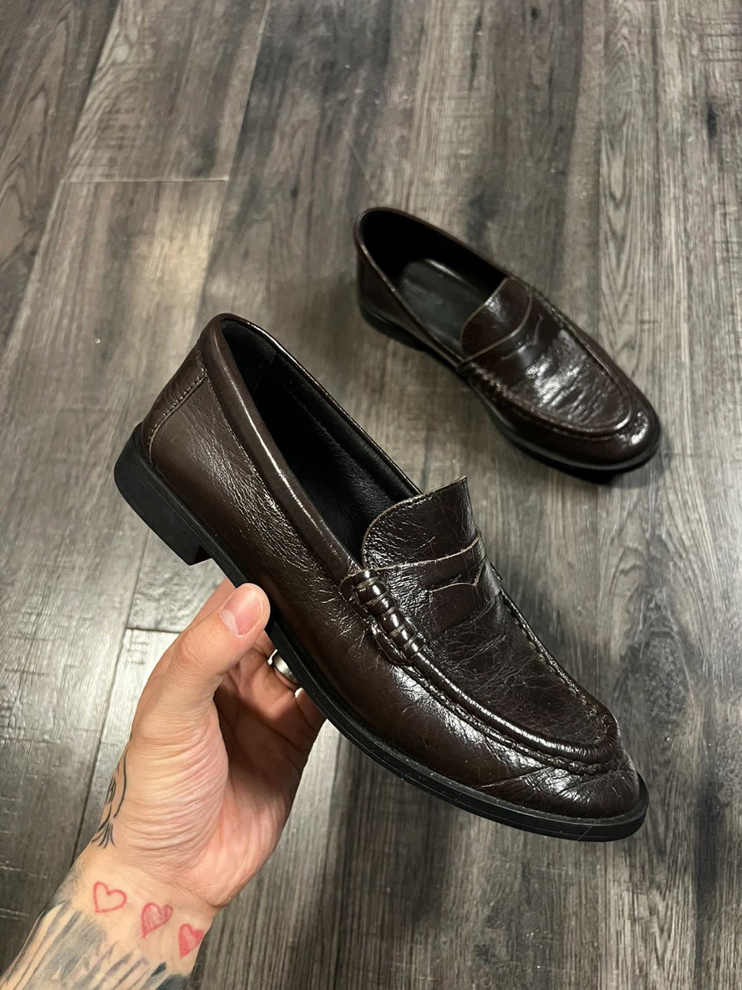 Massimo Dutti Brown Leather Loafers - Size 8