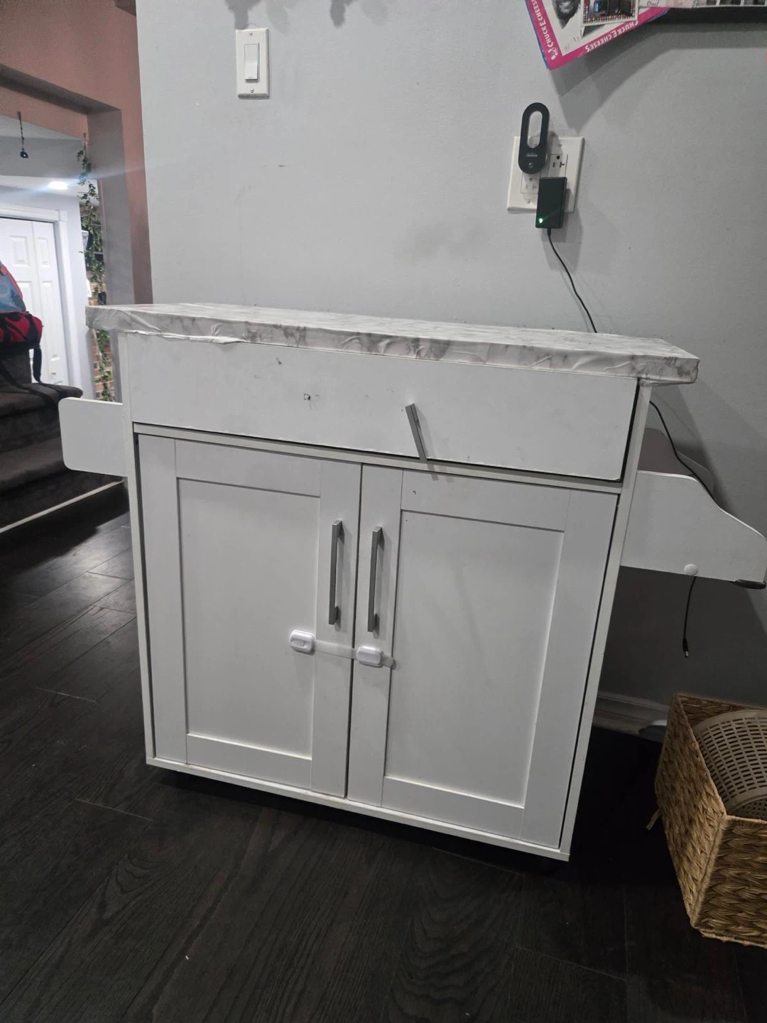 White Kitchen Cart with Spice Rack and Storage - photo 3
